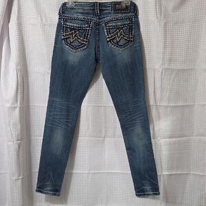Miss Me Blue Skinny Jeans with Embellished Pockets